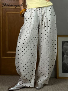 Black Polka Dot Linen Pants Women Wide Leg Summer Trousers Baggy For Ladies White Oversize Cotton Linen Pants Woman Wide2026