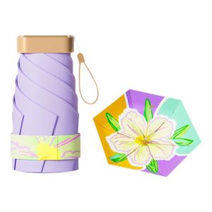 OEUVR Windproof Sunshade Umbrella Floral Pattern UV Protection Folding Rain Umbrella Compact Portable Mini Parasol Outdoor Use