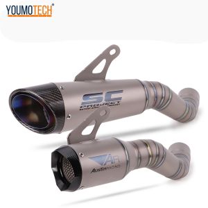 Titanium Alloy Slip On For Kawasaki Z900 A2 Z900E 2017-2022 Motorcycle Exhaust Escape Modified Mid Link Pipe Muffler Pipe Whole Set Slip-On