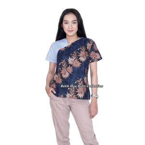 Atasan Batik Wanita Blouse Batik Bahan Katun By Batik Dua Putri Collection =PETIR BIRU