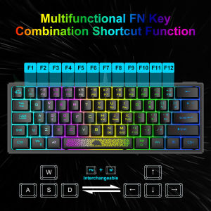 Bàn Phím Chơi Game K61 UK Layout 60% Đèn Nền RGB Bàn Phím Chơi Game Có Dây Có Cảm Ứng Cơ Học- Mini 62 Phím Thích Hợp Cho Máy Vi Tính Văn Phòng