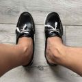 Liam Jacob Men Footwear Black Floater Cow Leather Rubber Sole Topsider Boat Shoes. 