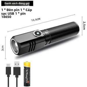 Đèn pin mini EDC di động chống nước sạc USB đèn pin LED XHP50 3 mẫu Zoom dùng cho câu cá chạy bộ đi bộ đường dài