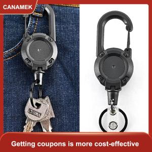 【CANAMEK】 Anti-theft Metal Easy-to-pull Buckle Rope Elastic Keychain Retractable Key Ring Anti Lost Ski Pass ID Card
