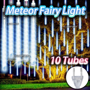Solar 10PCS Tubes Meteor Fairy lights in Warm 50cm Solar led light strip Auto On/Off Solar Lamp with Remote control Garden Solar Decoration Lights