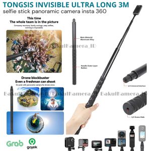Tongsis Ultra Long Invisible Selfie Stick 3M for Insta360 GoPro Hero