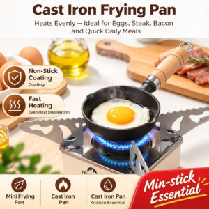 Cast Iron Mini Saucepan Oil Heating Pan with Pour Spout Small Egg Frying Pan Butter Warmer Kitchen Cookware
