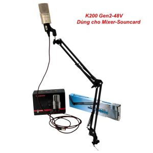 Mic hát Livestream-Thu âm 48V K200 Gen2 chính hãng Takstar ghép Mixer-Souncard-Hát nhẹ chống ồn Tặng dây kết nối Giá đỡ mic kẹp bàn xoay 360 độ