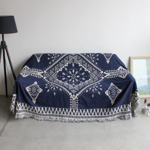 Thảm Sofa Vải Cotton Cao Cấp Nhập Khẩu Bohemian Trang Trí Sofa Phòng Khách Khăn Trải Bàn Picnic Decor Homestay