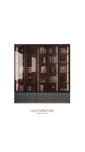 Bookcase display cabinet glass door Scandinavian storage bookcase simple modern home office study bedroom floor combination bookshelves