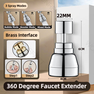 Kitchen Faucet Extender 360 Rotatable Water Tap Aerator Splash Proof Nozzle 3Modes Universal Flexible Hose Matibay Brass