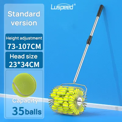 Luspeed Stainless Steel Roller Tennis Ball Picker with Adjustable Height can Hold 65 Tennis Balls