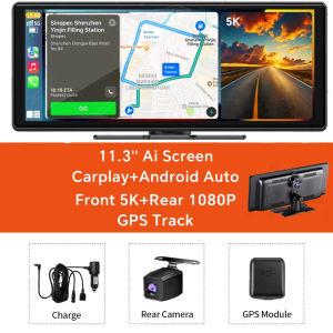 EKLEVA 11.3" Touch Screen 5K UHD Dash Cam T8 Pro Wireless CarPlay Android Auto Airplay Navigation Car Camera Night Vision Recorder
