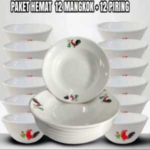 PROMO 12 PCS (6 PCS PIRING 6 PCS MANGKUK) / 1 SET PERLENGKAPAN MAKAN PLASTIK MURAH MEWAH DAN CANTIK