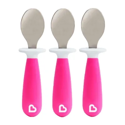 Munchkin Raise Toddler Spoons - 3 Pack (Pink)