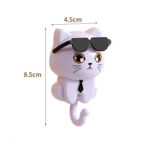 GIORGIONE STORE Plastic Cartoon Cat Hooks Wall Hanging Decorative Key Hangers Cute Waterproof Sunglasses Cat Hooks for Home