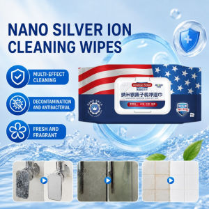 Nano Silver Ion Cleaning Wet Wipes Home Office Adults Safe/Antibacterial Formula Deep Clean Gentle Skin/Convenient Use