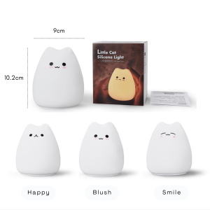 Cat Kitten Tap Night Light Multicolor | LED Cute Desk Table Light Silicone Tapping ouch Sensor Light |Lampu Kucing Comel
