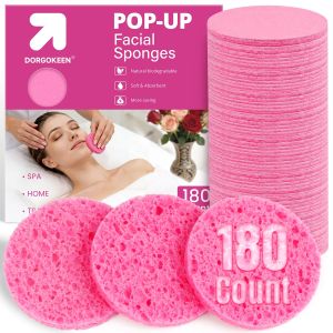 180 PCS Compressed Facial Sponges Natural Eco Friendly Cellulose Face Sponges for Cleansing Exfoliating Makeup Removal Pore Care Esthetician Sponges for SPA Travel Daily Use