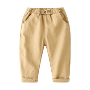 LJMOFA Kids Casual Cotton Pants for Boy 3-8 Yrs Fashionable Single Color Long Straight Pants for Kids