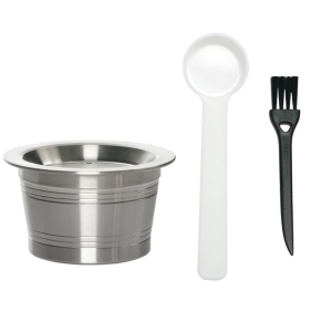Dishwasher Safe Metal Espresso Capsules Cup Coffee Pods Shell with Cleaning Brush Stainless Steel Texture for Coffee