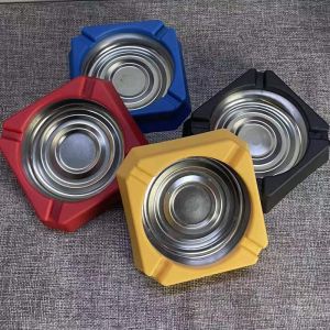 Asbak Bulat Full Stainless Steel Asbak Plastik Warna Stainless Bulat 12cm Stainless Steel Ekonomis