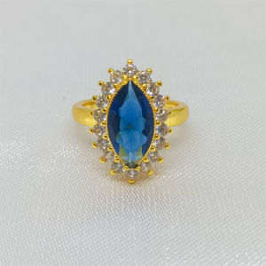 Cincin Terbaru Dubai India Import Elegant Fashion Mewah Xuping Dewasa Permata Cantik Terlaris Terbuka Berlian Berlapis Emas 24k Gold Zircon Gemstone Mirip Emas Asli
