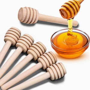 30pcs Wooden Honey Dipper Mixing Handle Jar Spoon Long Stick Kitchen Tools Practical Honey Supplies Milk Tea Jam Milk Coffee Stirrer