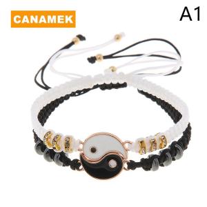 【CANAMEK】lucky charm bracelet 2 Pcs Best Sellers Taiji Bracelet Friendship Best Friend Love Alloy Weaving Rope Hand Rope