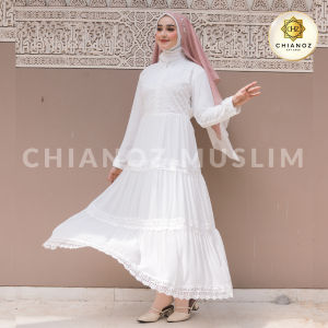 CHIANOZ Gamis Hitam Mewah Amelia  Dress Brukat Renda Baju Lebaran Umroh Haji Manasik Pesta Akad 504 220