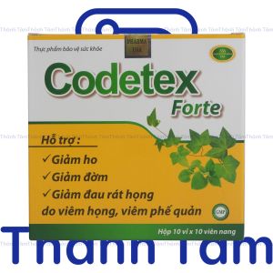 Viên uống CODETEX FORTE 100V hỗ trợ giảm ho giảm đờm do viêm họng viêm phế quản