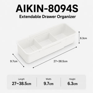 AIKIN Extendable Drawer Organizer Adjustable Storage Tray for Kitchen Desk Vanity Wardrobe