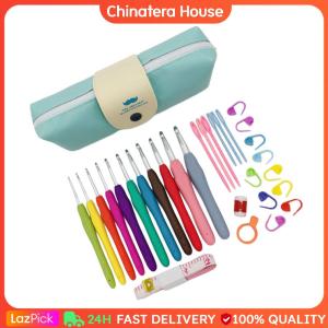 31PCS Crochet Hooks Set 12 Sizes Yarn Knitting Needles Tools Set Beard bag