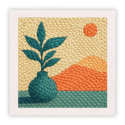 RUOPOTY Landscape Punch Needle Kit Home Decor Gift Diy Gift Scenery Punch Needle Frame Modern Embroidery Patterns