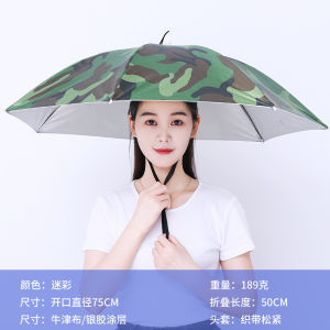 Portable Rain Umbrella Hat Foldable Outdoor Fishing Sunshade Waterproof Camping Headwear Beach Head Hats Fishing Hat Payung Topi for Men Women