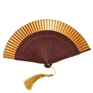 OOC Hollow Carving Bamboo Folding Fan Gradient Color Portable Dance Fan Vintage Style Bamboo Frame Retro Hand Fan Wedding Party