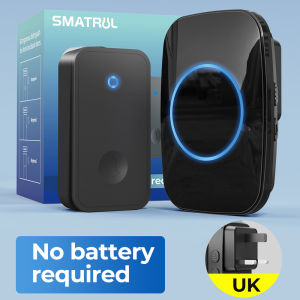 SMATRUL Wireless Door Bell Self Powered No Battery Smart Doorbell Waterproof LED Light UK Plug Smart Home distance up to 150m