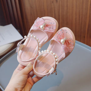 (Nhập Nguyên Hộp) Dép Sandal Bé Gái 3 - 13 Tuổi Đính Nơ Siêu Nhẹ Chống Trơn Trượt Dép Quai Hậu Quai Ngọc Cho Bé Gái Phong Cách Hàn Quốc