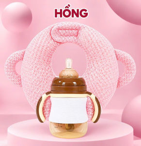 Gối Đỡ Bình Sữa Cho Bé Có Dây Chun Cố Định Bình Dạng Vòng Có Phần Điều Chỉnh Phía Trên