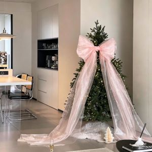 HPVDBP Pearlescent Christmas Bow Ornaments Oversized multicolor Bowknot Ornament Holiday Decor with Long Streamers Giant Bow Hanging Decoration Christmas Tree