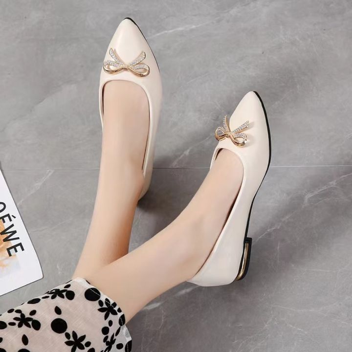 NEW korean bowknot leather pointed toe doll shoes for women loafer