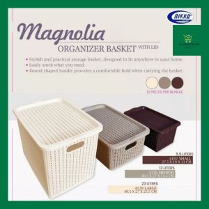Nikko Tray Organizer Desk Desktop Table Woven Basket with Cover Weave Rattan Style Mocha - Nikko Magnolia