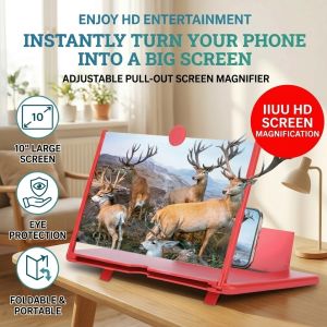 Portable HD Smartphone Screen Magnifier 10-12 Inch Foldable Display Amplifier Adjustable Phone Stand Video Enlarging Screen for Movies Gaming Reading