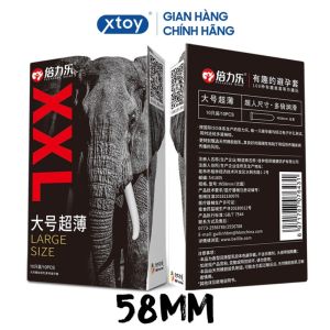 Bao cao su HBM XXL size lớn 58mm siêu mỏng hộp 10bcs