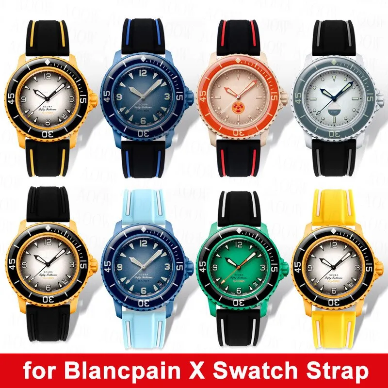 22mm Silicone Watch Band for Blancpain X Swatch Five Oceans Men