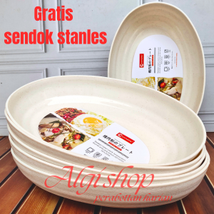 6Pcs Mangkuk saji ramen Model Oval warna putih dove super mewah anti pecah tahan panas