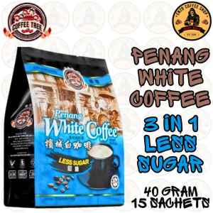 Coffee Tree Penang White Coffee 3in1 Less Sugar Instant Coffee Drink 40 Gram 15 Sachets