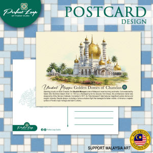 Postcard Design Malaysia Perak Ipoh History Landmarks Watercolour Concept (BUY 10 FREE 1)