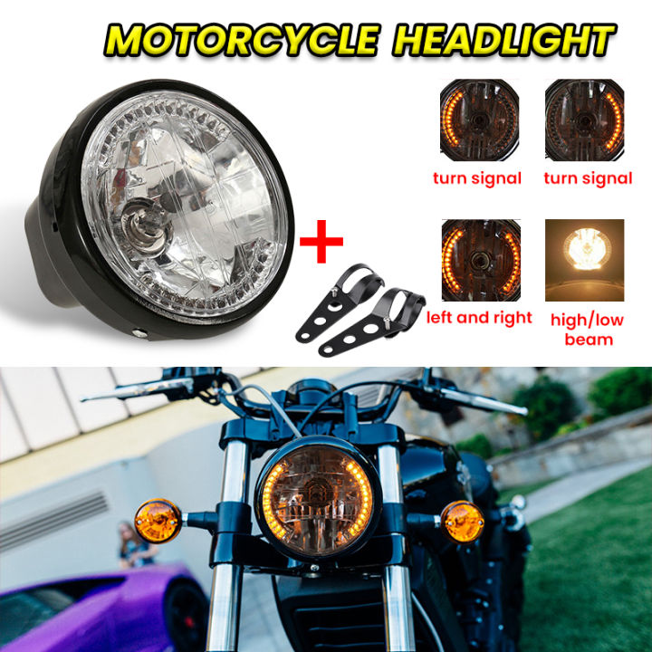 PMShop New Universal 12v Motorcycle Round Headlight Turn Signal
