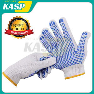 1 Pair Rubber blue dot Gloves Construction Gloves Cotton String Knit Palm Coated Gloves Hand Fitting